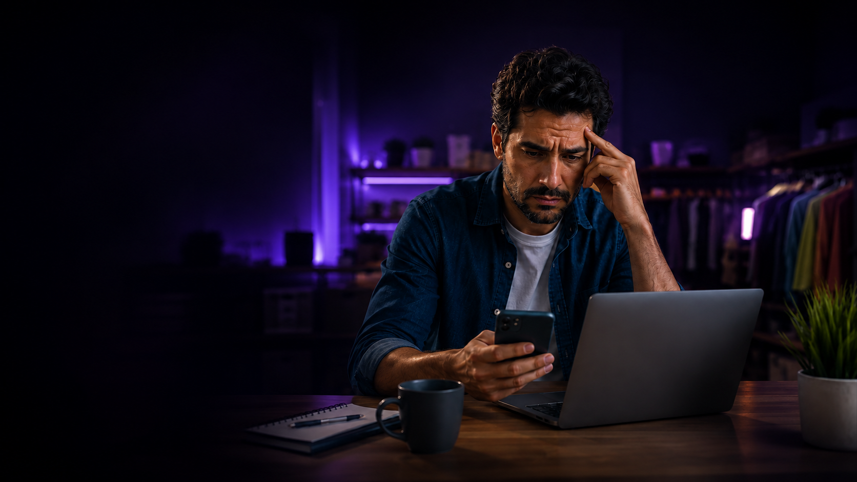 Empresario preocupado por oportunidades digitales perdidas